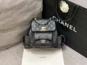 Uubags Chanel Small Backpack Grained Shiny Calfskin & Gold-Tone Metal Coral Black 19.5x18x10cm - 1