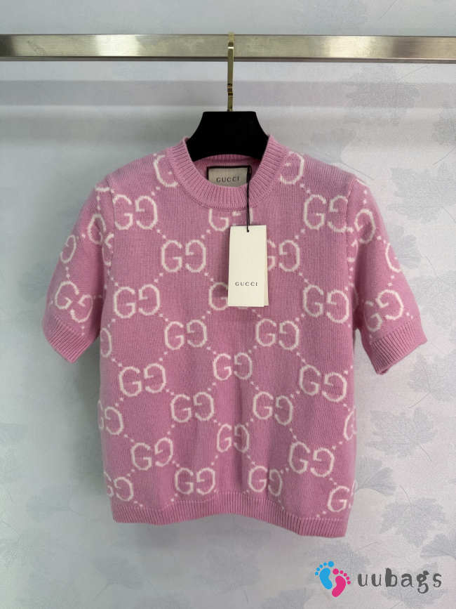 Uubags Gucci pink GG knit wool top - 1