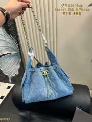 Uubags Chanel 25 Mini Handbag Washed Denim & Gold-Tone Metal In Blue 20x22x12.5cm - 3