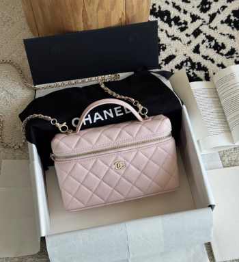 Uubags Chanel Classic Mini Bag Charm Grained Shiny Calfskin & Gold-Tone Metal In Light Pink 14x19x5cm
