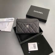 Uubags Chanel Classic Zipped Card Holder Grained Shiny Calfskin & Gold-Tone Metal In Black 8.5x13.3x2.9cm - 1