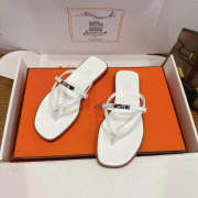 Uubags Hermes Miss sandal in white with natural leather sole - 5