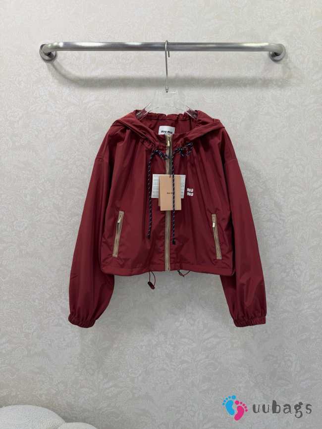 Uubags Miu Miu Technical fabric blouson jacket in amaranth red/maize yellow - 1