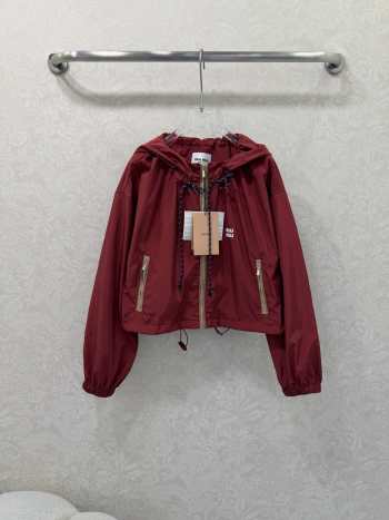 Uubags Miu Miu Technical fabric blouson jacket in amaranth red/maize yellow