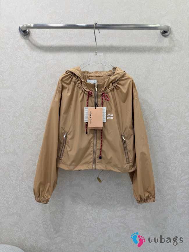 Uubags Miu Miu Technical fabric blouson jacket in beige  - 1