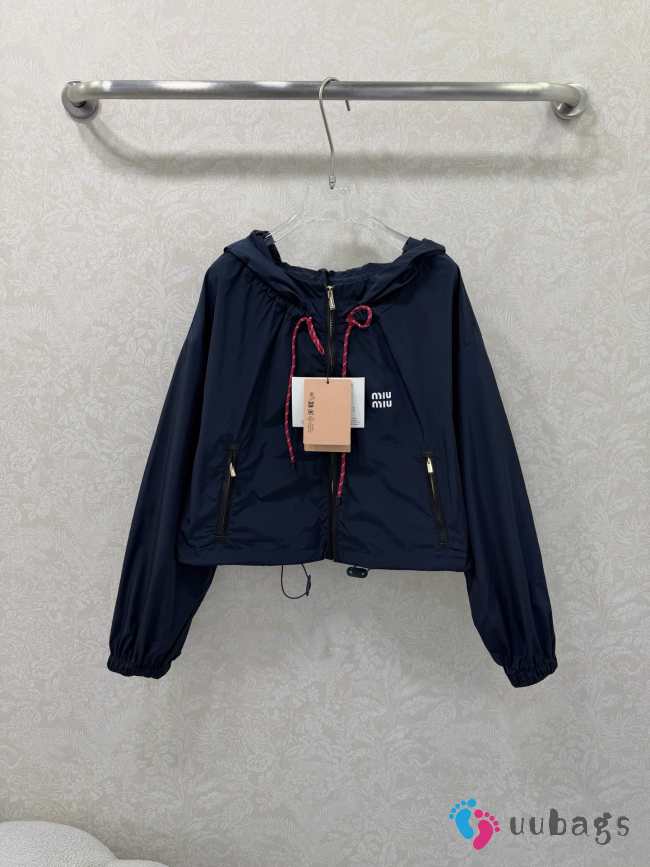 Uubags Miu Miu Technical fabric blouson jacket in navy - 1