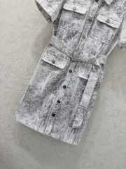 Uubags Dior Belted Dress Beige Dior Barocco Cotton-Linen Denim - 4