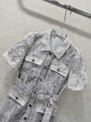 Uubags Dior Belted Dress Beige Dior Barocco Cotton-Linen Denim - 2