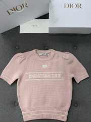 Uubags Dior Short-Sleeved Sweater Pink Virgin Wool-Cashmere Knit - 6