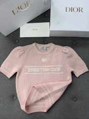 Uubags Dior Short-Sleeved Sweater Pink Virgin Wool-Cashmere Knit - 2