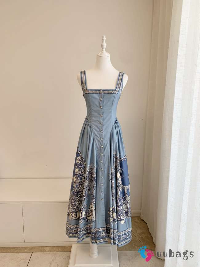 Uubags Alemais Villa Romantica Midi Dress In Blue - 1