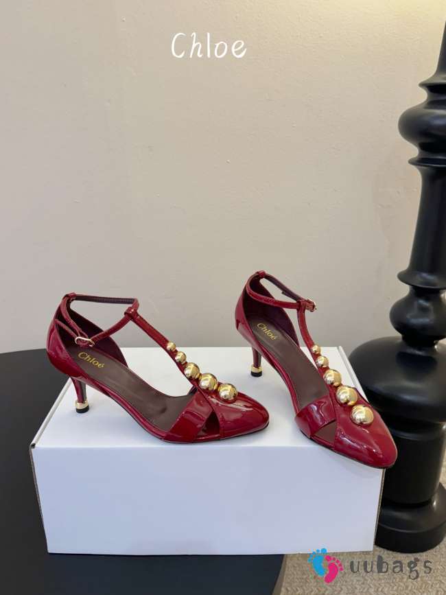 Uubags Chloe Cleia heeled sandal in grenat 7cm - 1