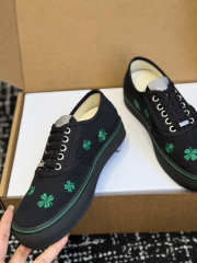 Uubags Dior Saltwind Sneaker Black Cotton Embroidered with Bright Green Dior Clover Motif - 5