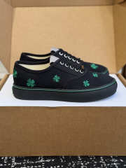 Uubags Dior Saltwind Sneaker Black Cotton Embroidered with Bright Green Dior Clover Motif - 3