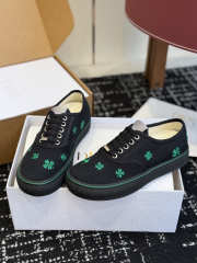 Uubags Dior Saltwind Sneaker Black Cotton Embroidered with Bright Green Dior Clover Motif - 4