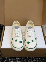 Uubags Dior Saltwind Sneaker White Cotton Embroidered with Bright Green Dior Clover Motif - 1