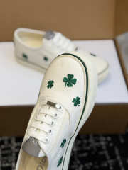 Uubags Dior Saltwind Sneaker White Cotton Embroidered with Bright Green Dior Clover Motif - 5