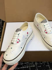 Uubags Dioramour Dior Saltwind Sneaker White Cotton Embroidered with Multicolor Doves & Roses Motif - 5