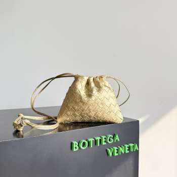 Uubags Bottega Veneta Small Dustbag Intrecciato Gold Lamina Satin Leather Pouch 21x16.6x1cm