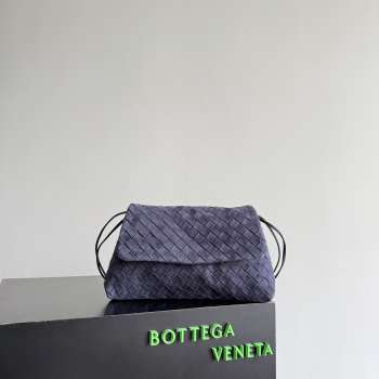 Uubags Bottega Veneta Giorno Pouch in Intrecciato Suede In Cloudy Indigo/Gravel 33x19x8cm