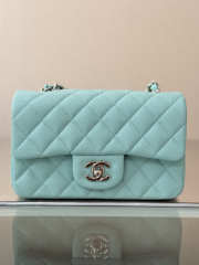 Uubags Chanel Small Classic Double Flap Bag Caviar Tiffany Blue 2019 20cm - 1