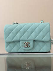 Uubags Chanel Small Classic Double Flap Bag Caviar Tiffany Blue 2019 20cm - 6