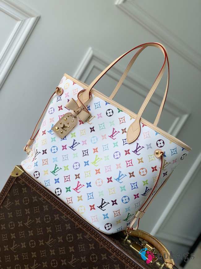 Uubags Louis Vuitton M27787 LV x TM Neverfull MM Bag Multicolor/ White 31x28x14cm - 1