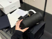 New Arrivals 2026 Chanel Small Bowling Bag Black Grained Shiny Calfskin & Gold Hardware 10x20.5x10cm - 2