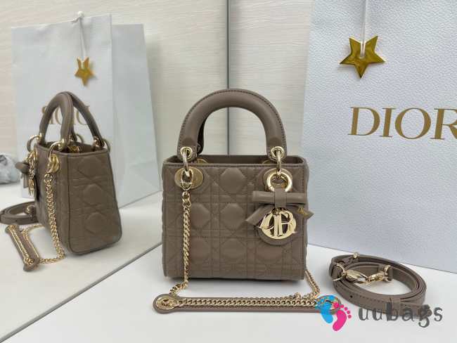 New Arrivals 2026 Mini Lady Dior Bag with Chain Taupe Cannage Lambskin 17x15x7cm - 1