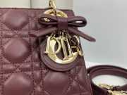 New Arrivals 2026 Mini Lady Dior Bag with Chain Burgundy Cannage Lambskin 17x15x7cm - 3