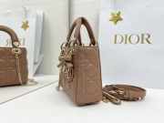 Uubags Mini Lady Dior Bag with Strap Camel Cannage Lambskin 17x15x7cm - 3