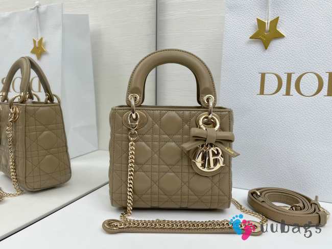Uubags Mini Lady Dior Bag with Strap Trench Cannage Lambskin 17x15x7cm - 1