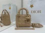 Uubags Mini Lady Dior Bag with Strap Desert Taupe Cannage Lambskin 17x15x7cm - 1