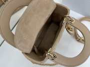 Uubags Mini Lady Dior Bag with Strap Desert Taupe Cannage Lambskin 17x15x7cm - 4