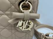 Uubags Mini Lady Dior Bag with Strap Desert Taupe Cannage Lambskin 17x15x7cm - 6