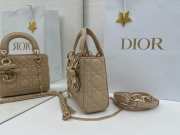 Uubags Mini Lady Dior Bag with Strap Desert Taupe Cannage Lambskin 17x15x7cm - 3