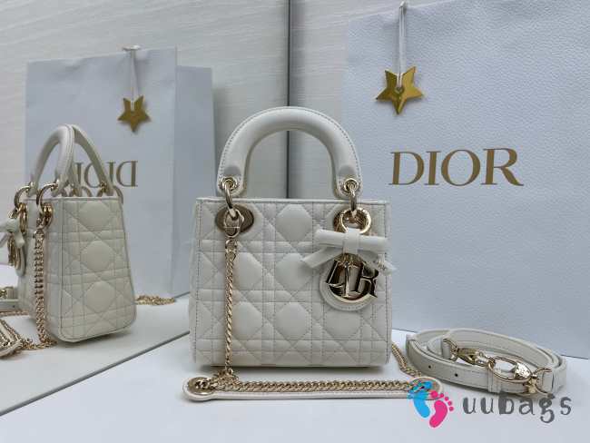 Uubags Mini Lady Dior Bag with Chain Latte Cannage Lambskin 17x15x7cm - 1