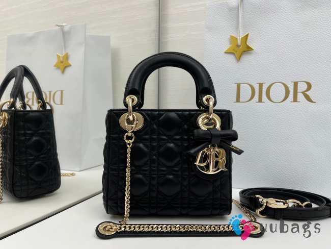 Uubags Small Lady Dior Bag with Strap Black Cannage Lambskin 20x18x8cm - 1