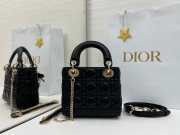 Uubags Small Lady Dior Bag with Strap Black Cannage Lambskin 20x18x8cm - 6