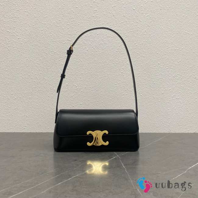 Uubags Celine Diane Triomphe Shoulder Bag Calfskin Leather Black 24x8x11.5cm - 1