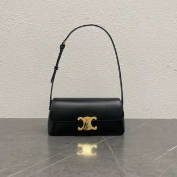 Uubags Celine Diane Triomphe Shoulder Bag Calfskin Leather Black 24x8x11.5cm