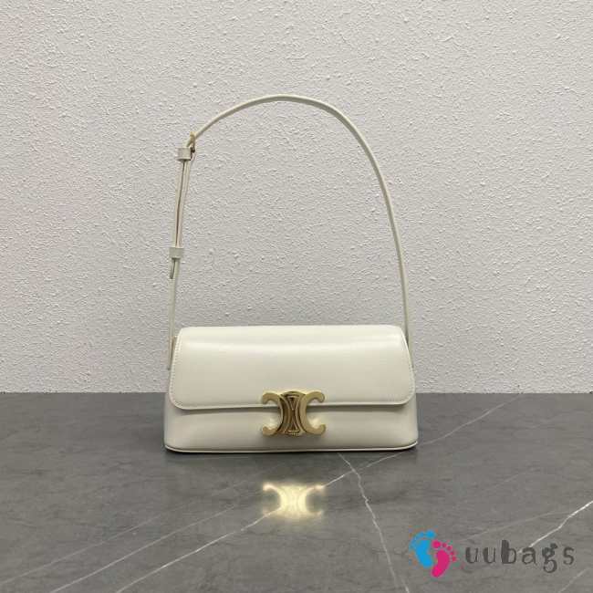 Uubags Celine Diane Triomphe Shoulder Bag Calfskin Leather White 24x8x11.5cm - 1