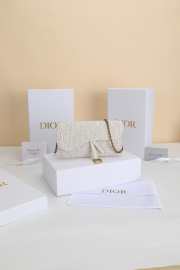 Uubags Dior Saddle Long Wallet With Chain In White Dior Oblique Jacquard 19x9.5x3cm - 1