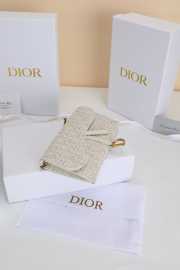 Uubags Dior Saddle Long Wallet With Chain In White Dior Oblique Jacquard 19x9.5x3cm - 6