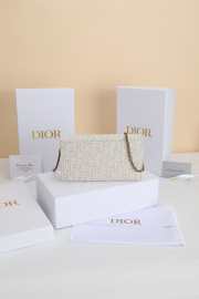 Uubags Dior Saddle Long Wallet With Chain In White Dior Oblique Jacquard 19x9.5x3cm - 3