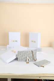 Uubags Dior Saddle Long Wallet With Chain In White & Grey Dior Oblique Jacquard 19x9.5x3cm - 1