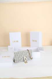 Uubags Dior Saddle Long Wallet With Chain In White & Grey Dior Oblique Jacquard 19x9.5x3cm - 6