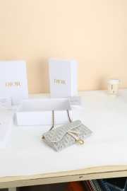 Uubags Dior Saddle Long Wallet With Chain In White & Grey Dior Oblique Jacquard 19x9.5x3cm - 5