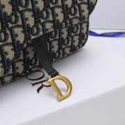 Uubags Dior Medium Saddle Pouch With Chain In Blue Dior Oblique Jacquard 21.5x13.5x4.5cm - 3