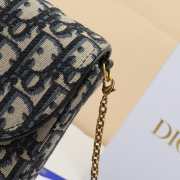 Uubags Dior Medium Saddle Pouch With Chain In Blue Dior Oblique Jacquard 21.5x13.5x4.5cm - 4